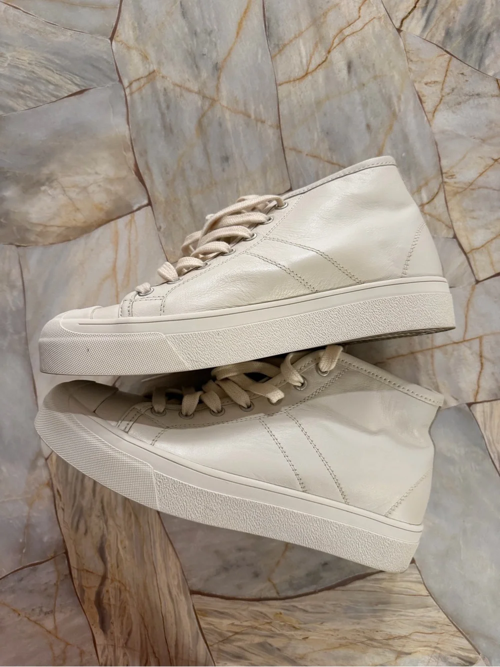 Sofie D'Hoore Cream Leather High-Top Sneakers